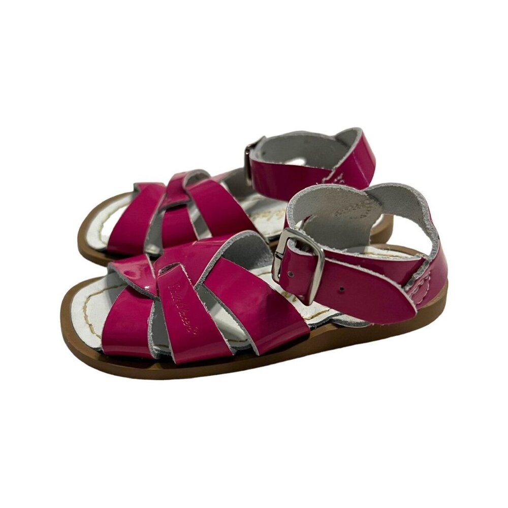 Salt Water Sz 6 Fuchsia Pink Patent Leather Sandals - Picture 3 of 8
